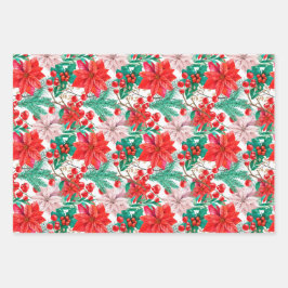 クリスマスラッピング紙フラットシートセット3 ラッピングペーパーシート