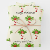 クリスマスラッピング紙フラットシートセット3 ラッピングペーパーシート (インサイチュ)