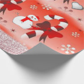 クリスマスラッピング紙ペパーミント小妖精や小人雪だるま ラッピングペーパー (角)
