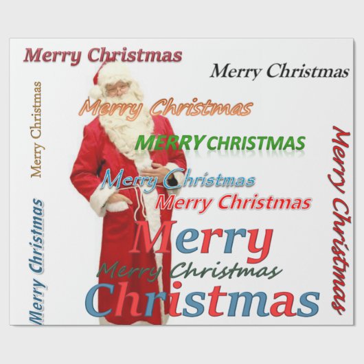 クリスマスラッピング紙メリークリスマスサンタ ラッピングペーパー (フラット)