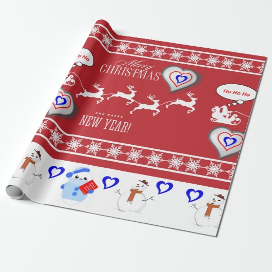 クリスマスラッピング紙メリークリスマスハッピーニュー ラッピングペーパー (アンロールド)
