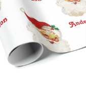 クリスマスラッピング紙ヴィンテージサンタ名前をカスタムする ラッピングペーパー (ロールコーナー)