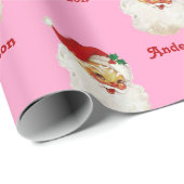 クリスマスラッピング紙ヴィンテージサンタ名前をカスタムする ラッピングペーパー (ロールコーナー)