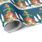 クリスマスラッピング紙小妖精や小人ホワイトツリー ラッピングペーパー (ロールコーナー)