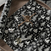 クリスマスラッピング紙白黒トワールクリスマス ラッピングペーパー