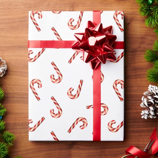 クリスマスラッピング紙赤白キャンディーケーン ラッピングペーパー