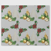 クリスマスラッピング紙金ゴールドロウソク ラッピングペーパー (フラット)