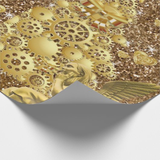 クリスマスラッピング紙金ゴールド天使 ラッピングペーパー (角)