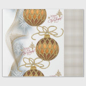 クリスマスラッピング紙金ゴールド玉 ラッピングペーパー (フラット)