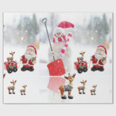 クリスマスラッピング紙雪だるまサンタムース ラッピングペーパー (フラット)
