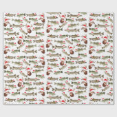 クリスマスラッピング紙、ギフトラッピング、鹿、魚 ラッピングペーパー (フラット)