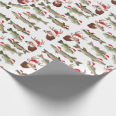 クリスマスラッピング紙、ギフトラッピング、鹿、魚 ラッピングペーパー (角)