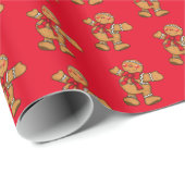 クリスマスラッピング紙-ジンジャーブレッドマンラッピング ラッピングペーパー (ロールコーナー)