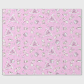 クリスマスラッピング紙、ピンクウッドランドクリスマス ラッピングペーパー (フラット)