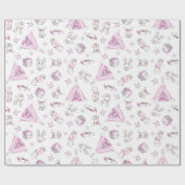 クリスマスラッピング紙、ピンクウッドランドクリスマス ラッピングペーパー (フラット)