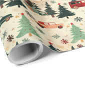 クリスマスラッピング紙(木と車) ラッピングペーパー (ロールコーナー)