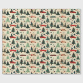 クリスマスラッピング紙(木と車) ラッピングペーパー (フラット)