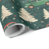 クリスマスラッピング紙（木と車） ラッピングペーパー (ロールコーナー)