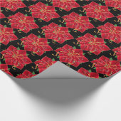 クリスマスラッピング紙 – 赤ポインセチア ラッピングペーパー (角)
