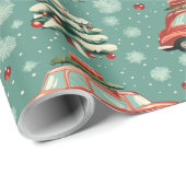 クリスマスラッピング紙：車と木 ラッピングペーパー (ロールコーナー)