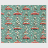 クリスマスラッピング紙：車と木 ラッピングペーパー (フラット)