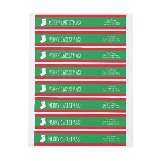 クリスマスラップアラウンド差出人住所ラベル ラップアラウンドラベル (シート)