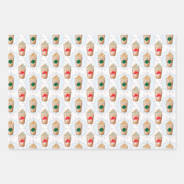 クリスマスラテオージースノーフレークパターン ラッピングペーパーシート