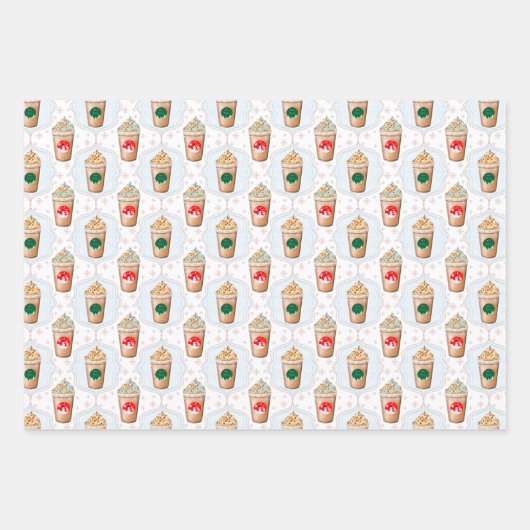 クリスマスラテオージースノーフレークパターン ラッピングペーパーシート (正面)