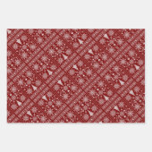 クリスマスラバークロスパターンサンプラーデザイン ラッピングペーパーシート (正面2)