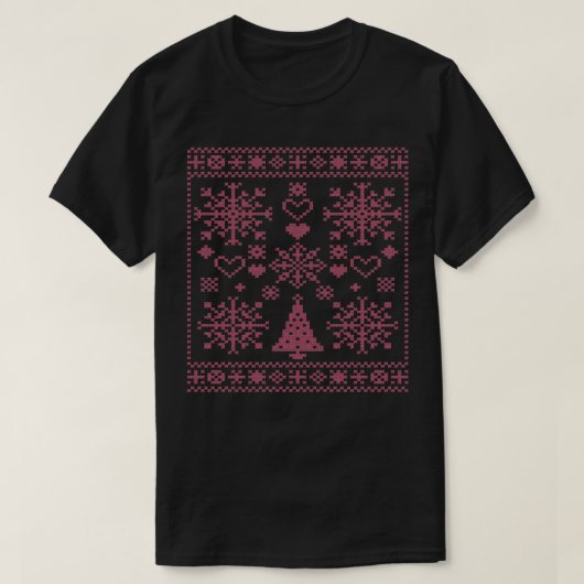 クリスマスラバークロスパターンサンプラ芸術的ーDes Tシャツ (デザイン正面)