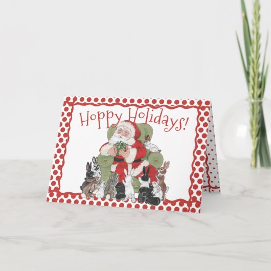 クリスマスラビッツ&サンタホリデーキュートバニーレトロ シーズンカード (正面)