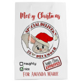 クリスマスラビットの特別な配信の名前を追加 ミディアムペーパーバッグ (裏面)