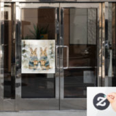 クリスマスラビットの窓にしがみつく ウィンドウサイン (オフィスドア)