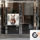 クリスマスラビットの窓にしがみつく ウィンドウサイン (オフィスドア)