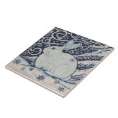 クリスマスラビットネイビーブルースノーフレーク絵を描ズ タイル (側面)