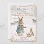 クリスマスラビットピータークラシックベイビーシャワー 招待状 (正面)