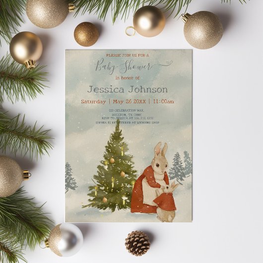 クリスマスラビットピーターヴィンテージベビーシャワー 招待状