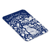 クリスマスラビットブルーホワイトピース愛の喜びユニーク マグネット (右側)