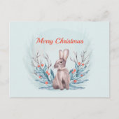 クリスマスラビットベリーの水色 シーズンポストカード (正面)