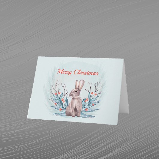 クリスマスラビットベリーウォーターカラー シーズンカード