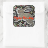 クリスマスラビットホッピーホリデーズステッカスタマイズカー スクエアシール (バッグ)