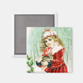 クリスマスラビットヴィンテージ磁石 マグネット (正面/裏面)