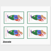 クリスマスラビット蔵書票 長方形シール (シート)