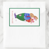 クリスマスラビット蔵書票 長方形シール (バッグ)