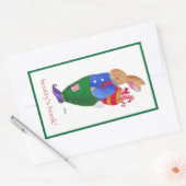 クリスマスラビット蔵書票 長方形シール (封筒)