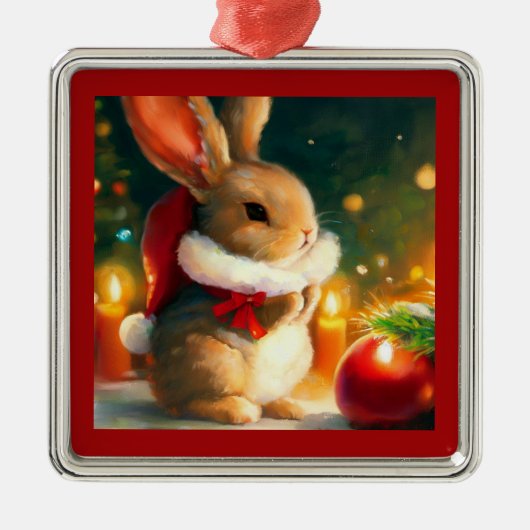 クリスマスラビット1 メタルオーナメント (正面)