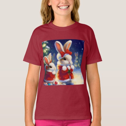 クリスマスラビット3 Tシャツ (正面)