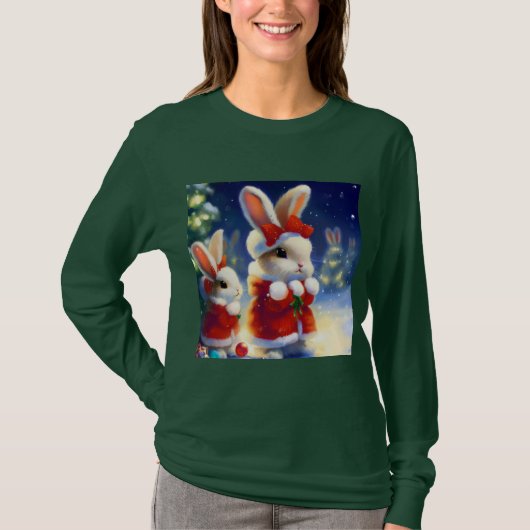 クリスマスラビット3 Tシャツ (正面)