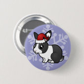 クリスマスラビット（耳の毛が滑らかなアップピー） 缶バッジ (正面&裏面)