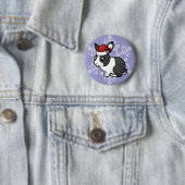 クリスマスラビット（耳の毛が滑らかなアップピー） 缶バッジ (インサイチュ)